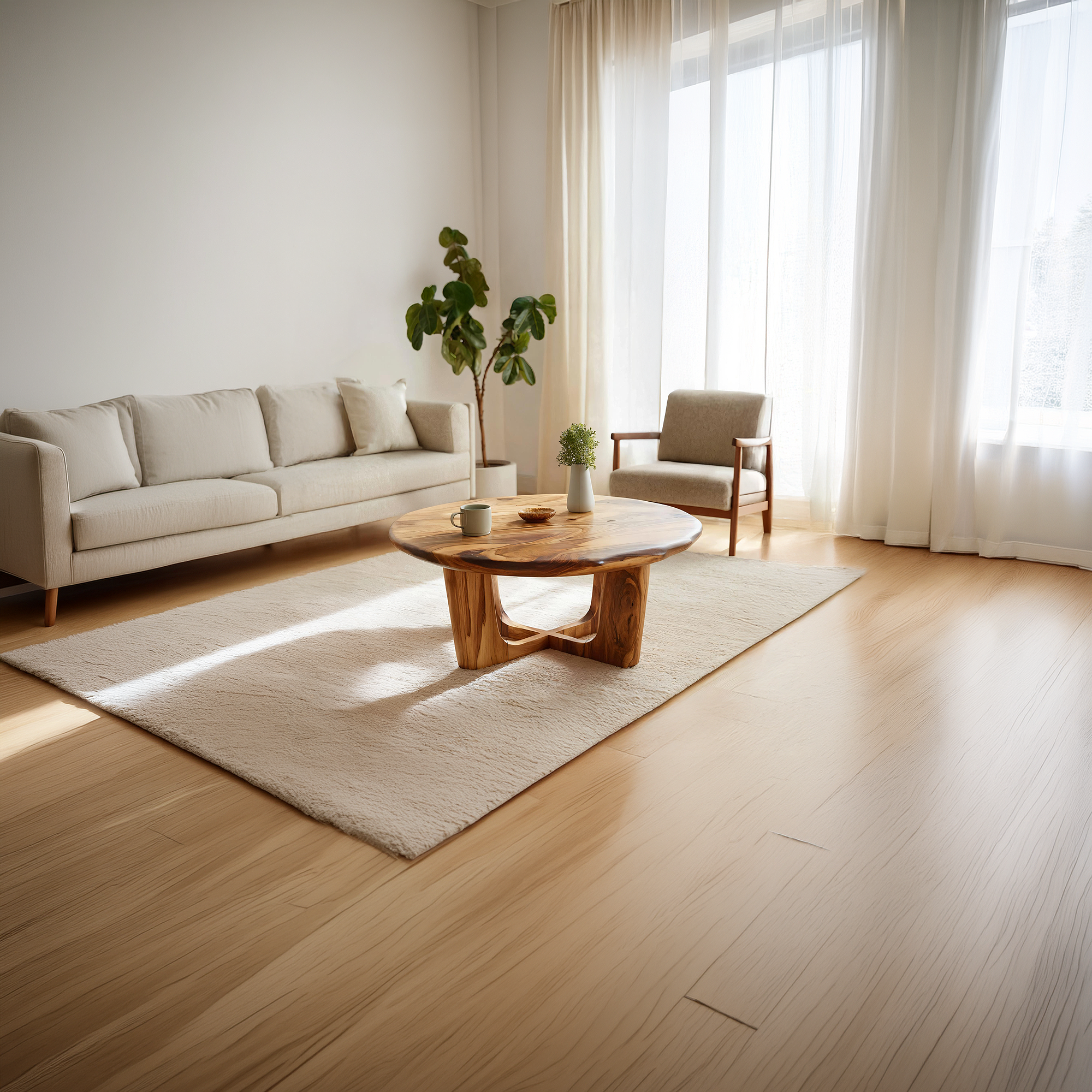 Round Live Edge Coffee Table with Open Cross Base Design - view 5 of 7