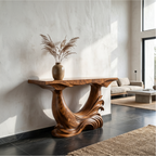 Natural Console Table With Flowing Wood Sculpture For Hallway - view 1 of 8