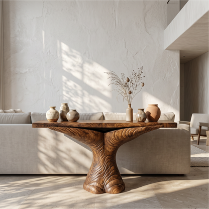 Organic Console Table With Sculptural Ribbon Form For Entryway - view 1 of 8