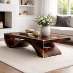 Solid Wood Coffee Table with Sculptural Base and Thick Slab Top - view 6 of 9