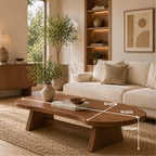 Solid Wood Coffee Table with Organic Oval Top and Angled Base - view 6 of 9