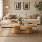 Solid Wood Coffee Table with Sculpted Base and Organic Top - view 6 of 9