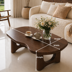 Solid Wood Coffee Table with Organic Shape and Sculpted Base - view 6 of 9