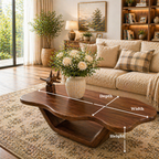 Solid Wood Coffee Table with Organic Curved Top and Sculptural Base - view 6 of 9