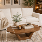 Solid Wood Coffee Table with Sculptural Base - view 6 of 9