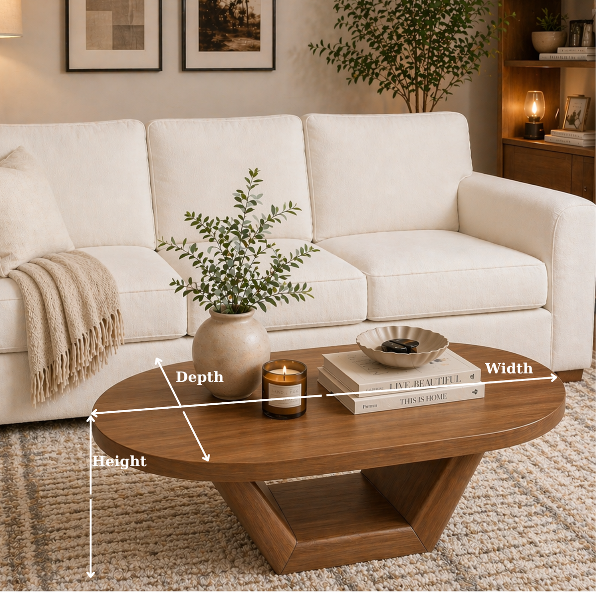 Solid Wood Coffee Table with Sculptural Base - view 6 of 9