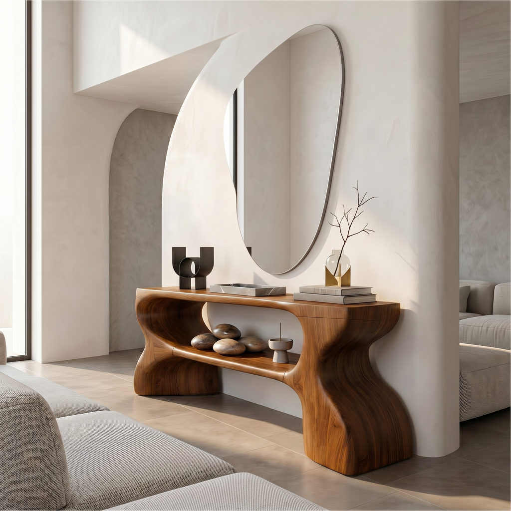 Contemporary Console Table With Architectural Curved Design For Entryway - view 1 of 8