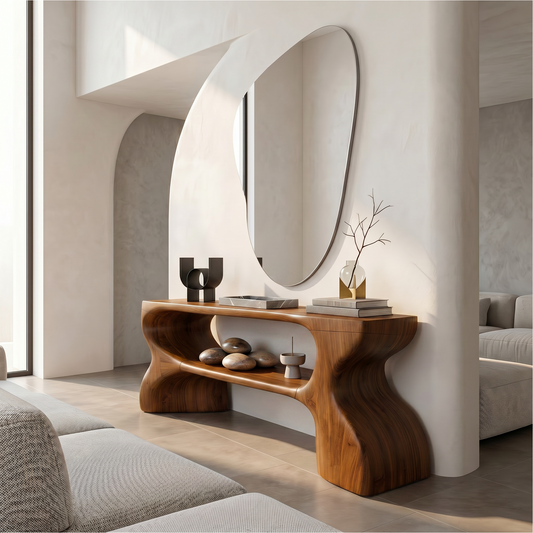 Contemporary Console Table With Architectural Curved Design For Entryway - view 1 of 8