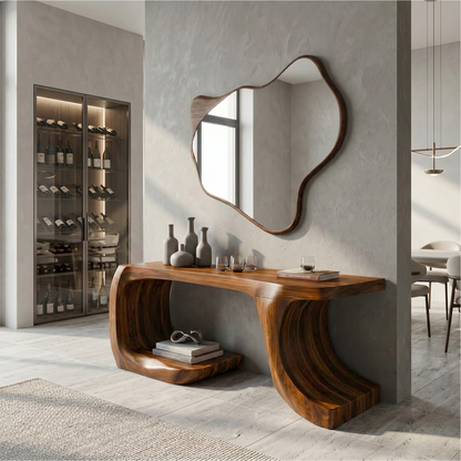 Modern Console Table With Organic Geometric Form For Hallway - view 1 of 8