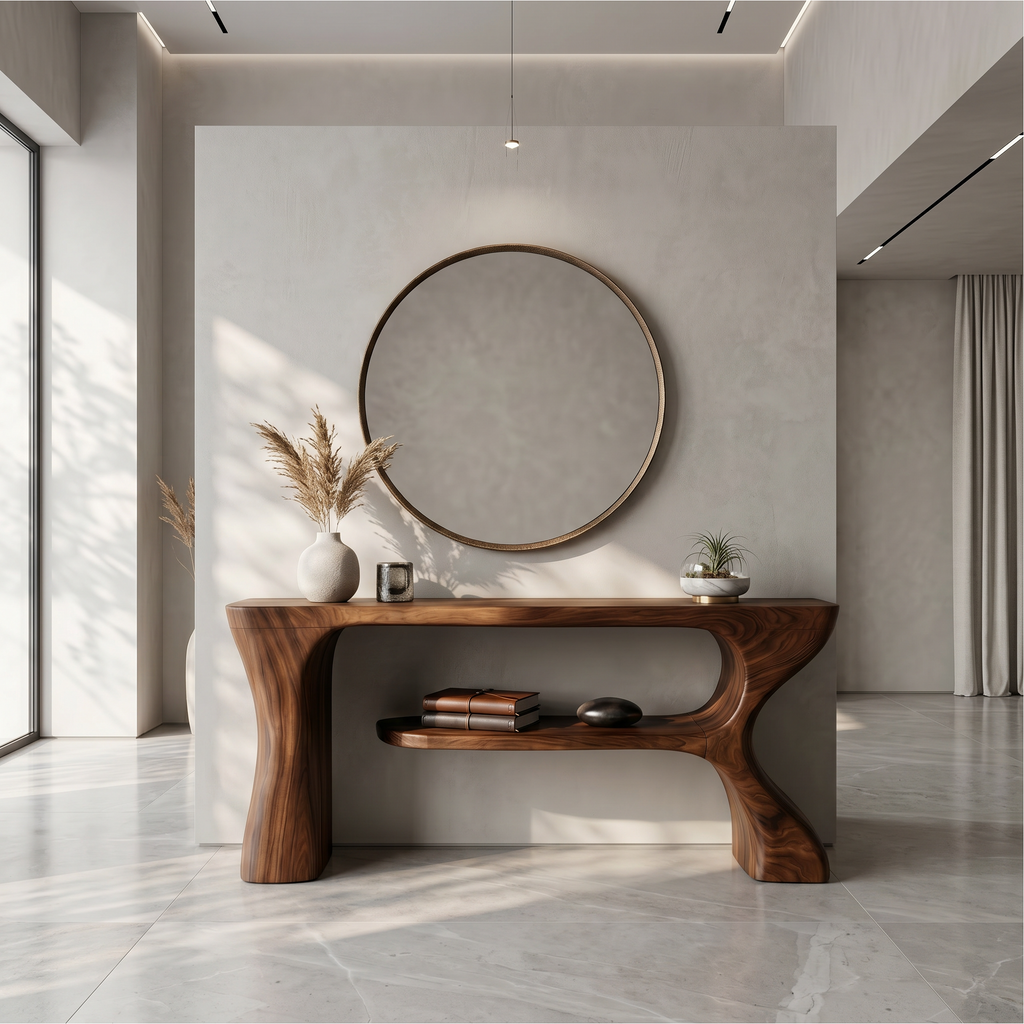 Organic Console Table With Sculptural Curved Form For Entryway - view 1 of 8