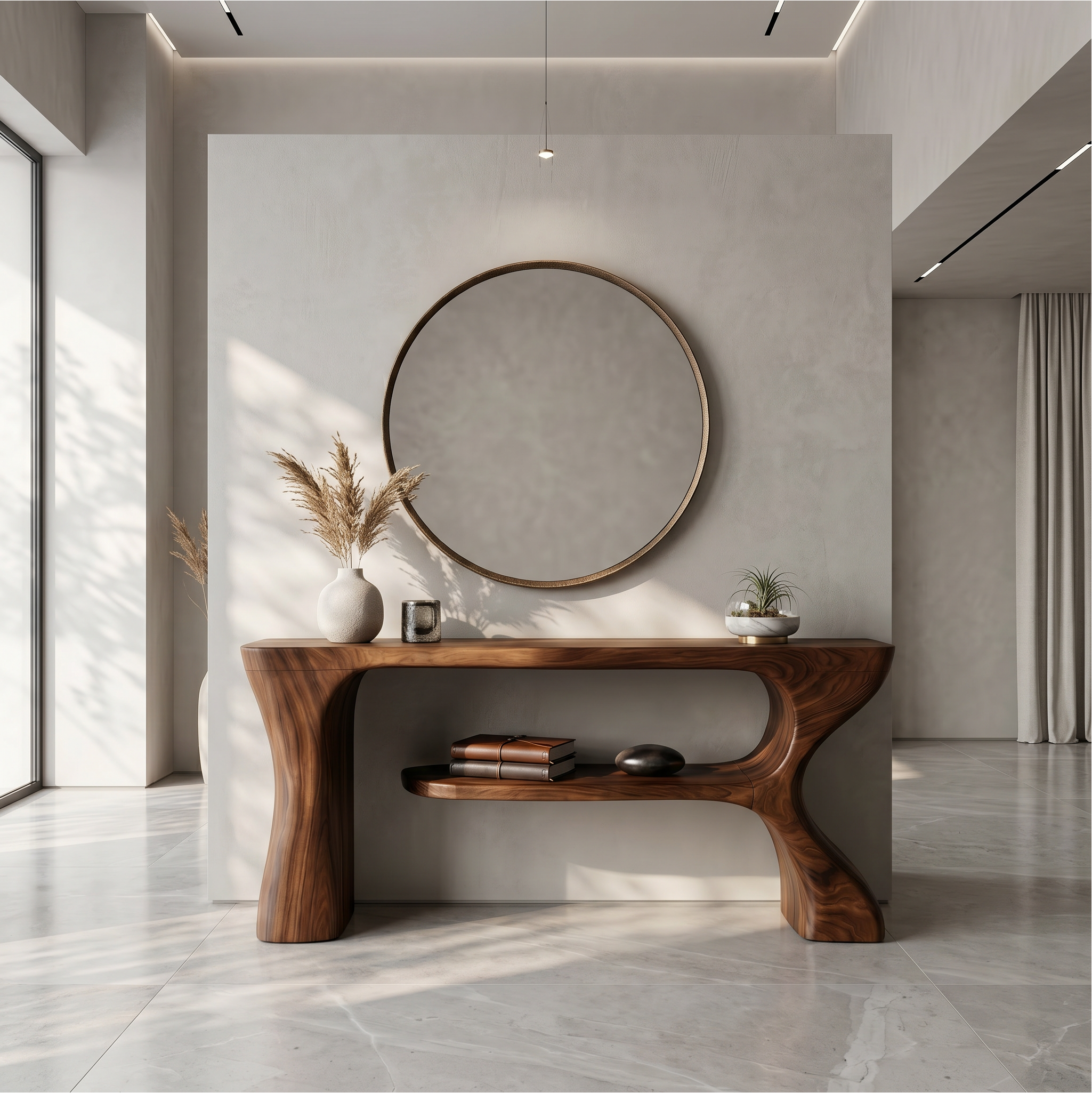 Organic Console Table With Sculptural Curved Form For Entryway - view 1 of 8