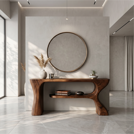 Organic Console Table With Sculptural Curved Form For Entryway - view 1 of 8