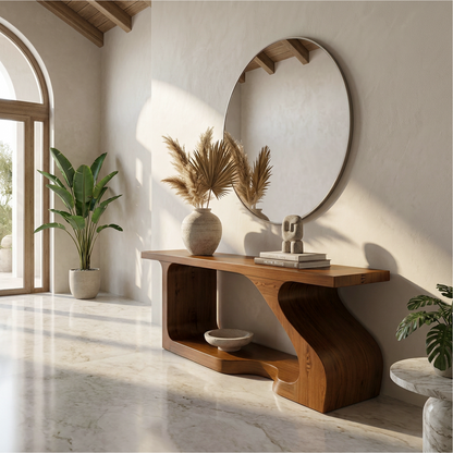 Modern Console Table With Sculptural Curved Form For Entryway - view 1 of 8
