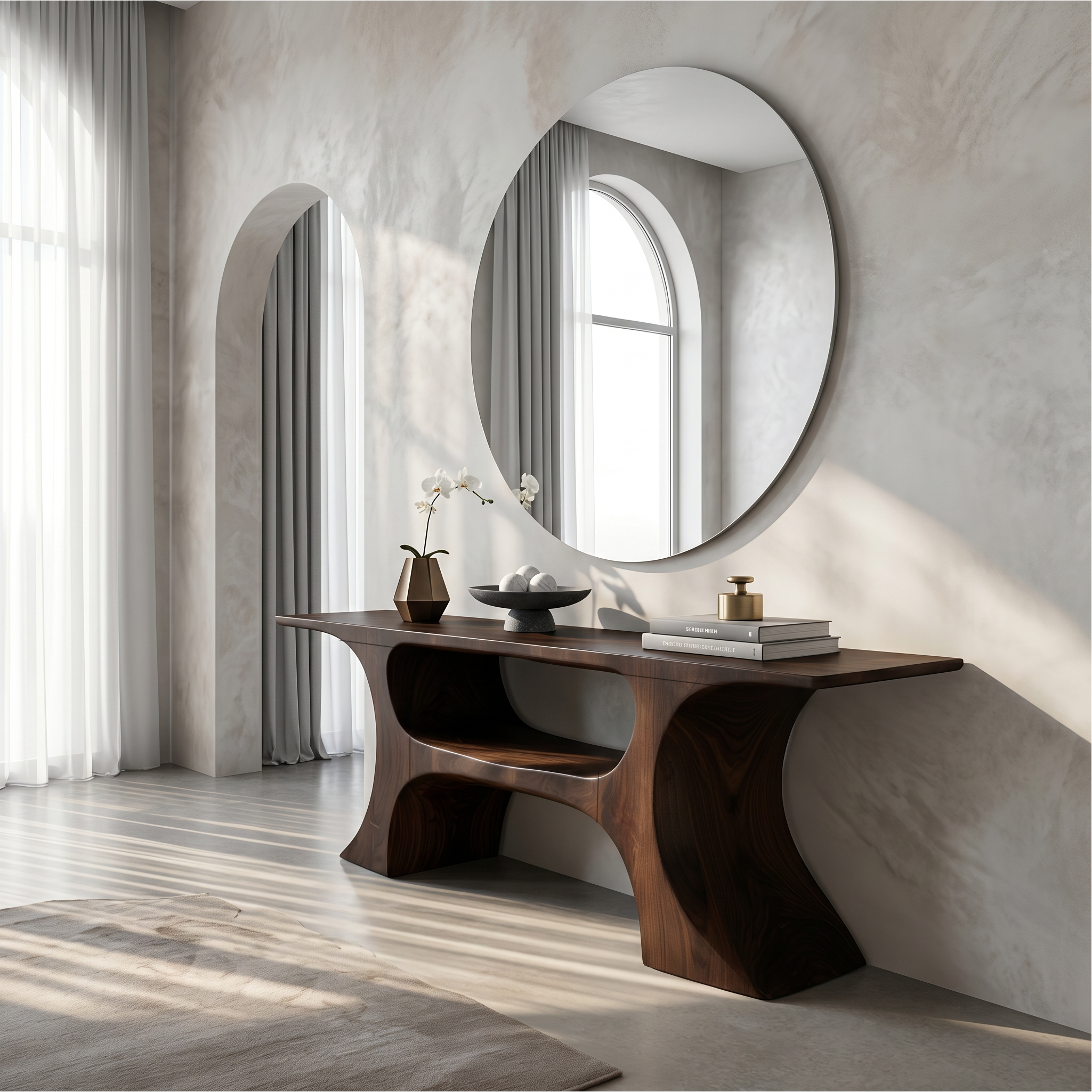 Modern Console Table With Soft Geometric Form For Living Room - view 1 of 8