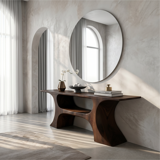 Modern Console Table With Soft Geometric Form For Living Room - view 1 of 8