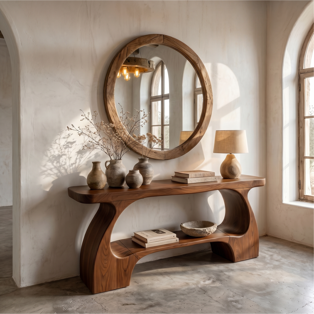 Natural Console Table With Organic Curved Silhouette For Entryway - view 1 of 8