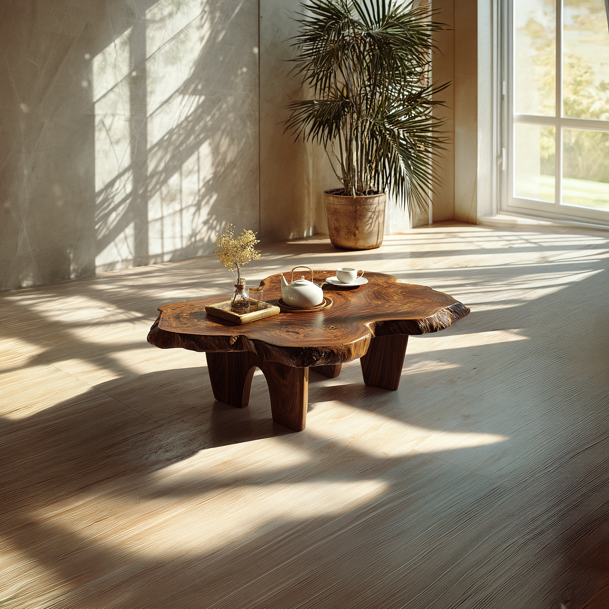 Organic Live Edge Coffee Table with Sculptural Low Profile Base - view 3 of 7