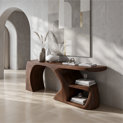 Modern Console Table With Architectural Curved Design For Entryway - view 1 of 8