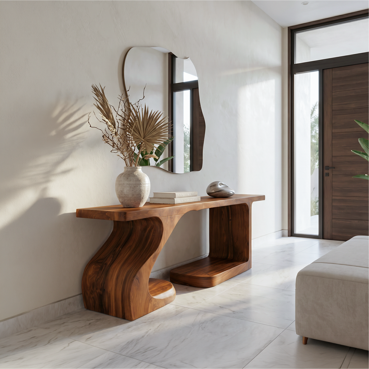 Rustic Console Table With Carved Root Inspired Design For Entryway - view 1 of 8