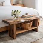 Handcrafted Solid Wood Bench – Live Edge Seating & Bedroom Storage - view 2 of 6