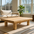Handcrafted Solid Wood Coffee Table – Rustic Thick Slab Design for Living Room - view 1 of 6
