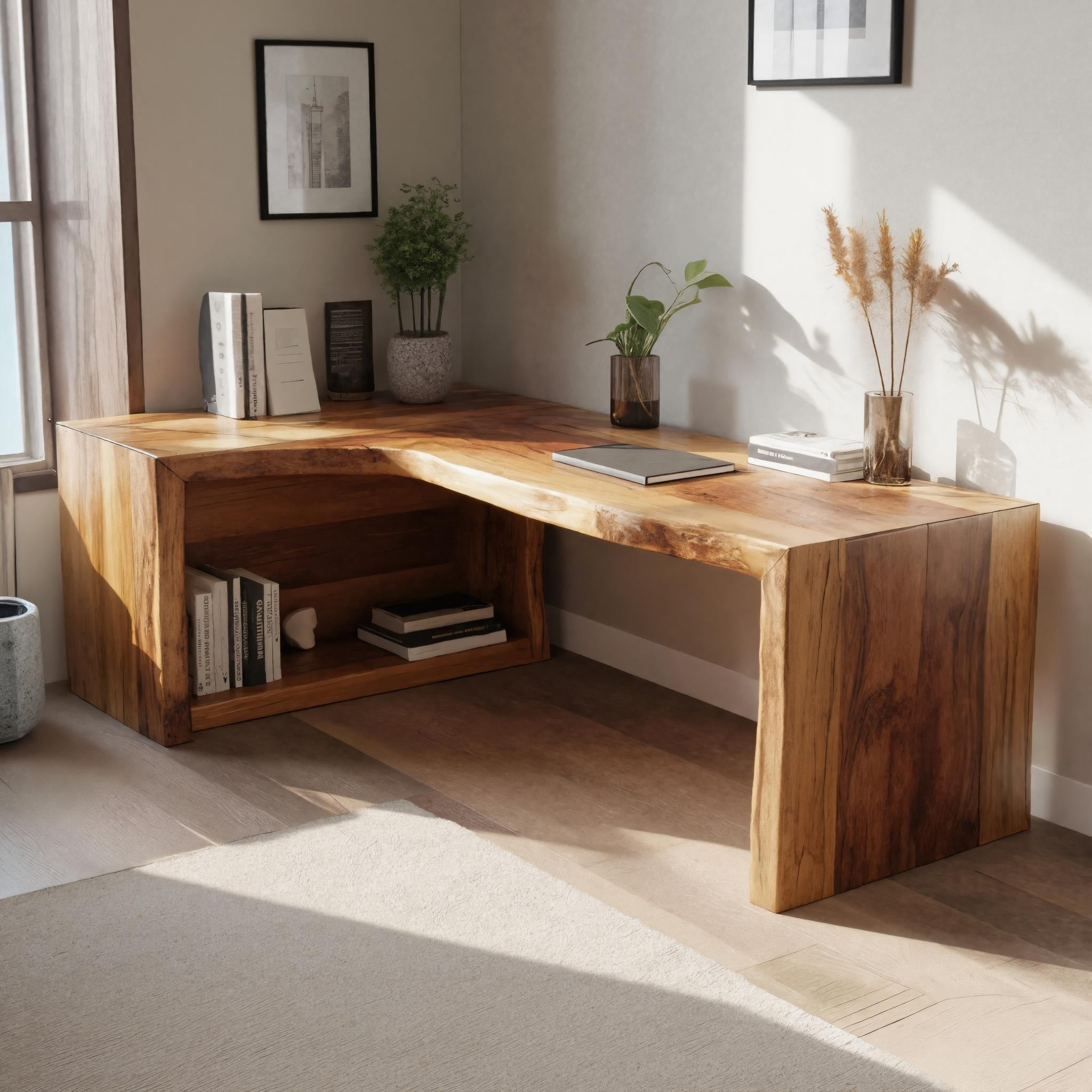 Modern Live Edge L Shaped Desk For Home Office - view 1 of 8
