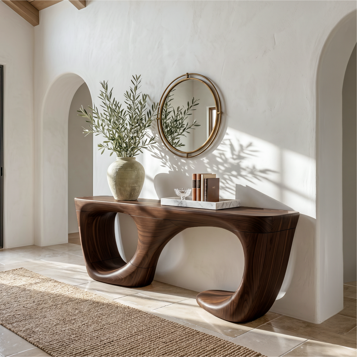 Contemporary Console Table With Curved Open Structure For Living Room - view 1 of 8