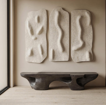 Contemporary Sculptural Bench With Carved Design For Living Room - view 1 of 7