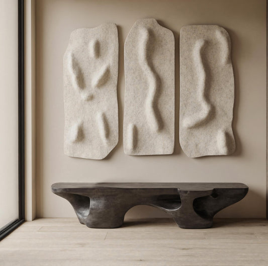 Contemporary Sculptural Bench With Carved Design For Living Room - view 1 of 7
