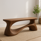 Handcrafted Solid Wood Bench – Unique Organic Curvature Art Piece - view 1 of 6