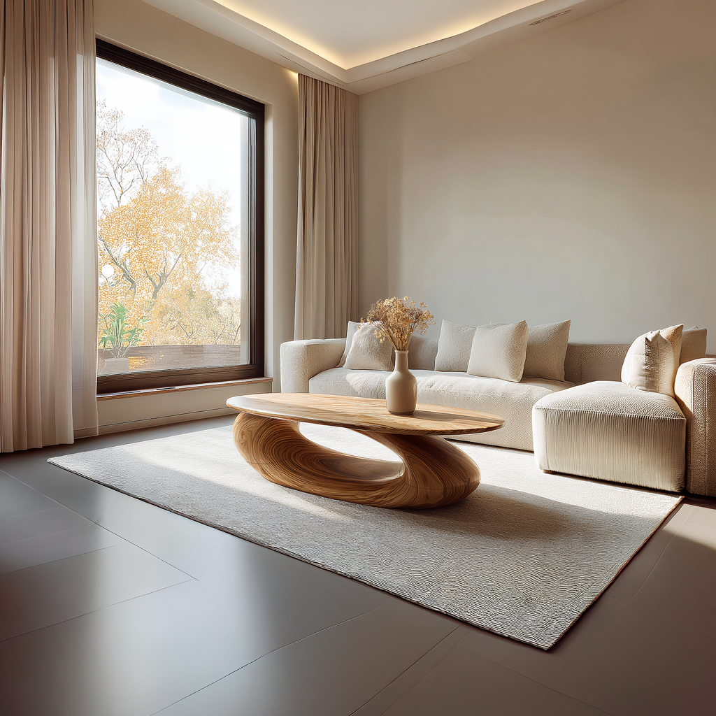 Flowing Sculptural Coffee Table with Continuous Curve Base - view 3 of 7