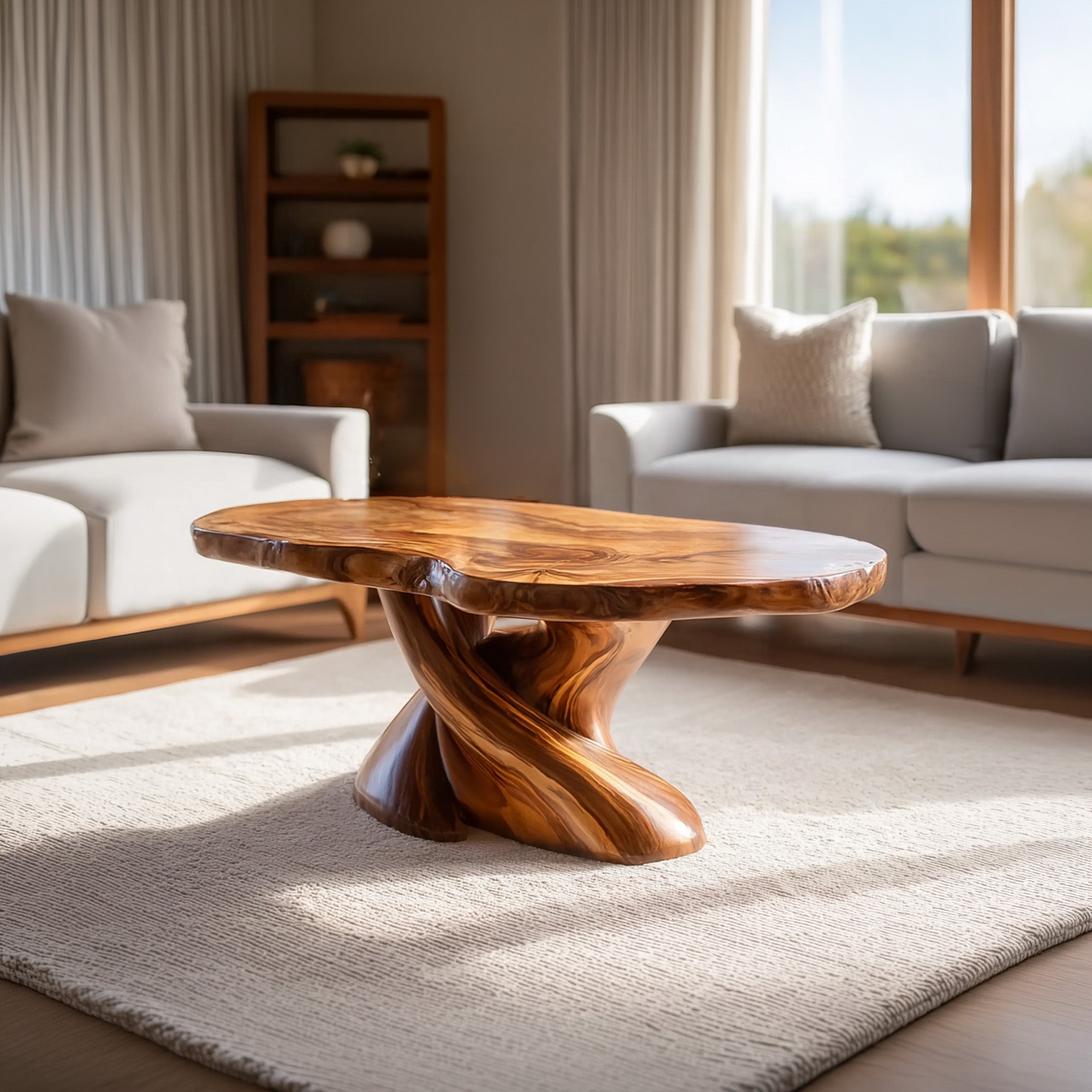 Sculptural Twist Pedestal Coffee Table for Organic Modern Living - view 1 of 8