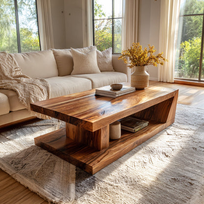 Solid Wood Coffee Table With Open Storage Shelf - view 1 of 7