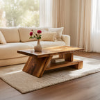 Angled Solid Wood Coffee Table With Open Shelf - view 1 of 8