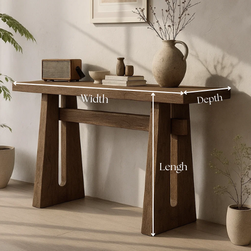 Handcrafted Solid Wood Sculptural Table, Console Table - view 2 of 5