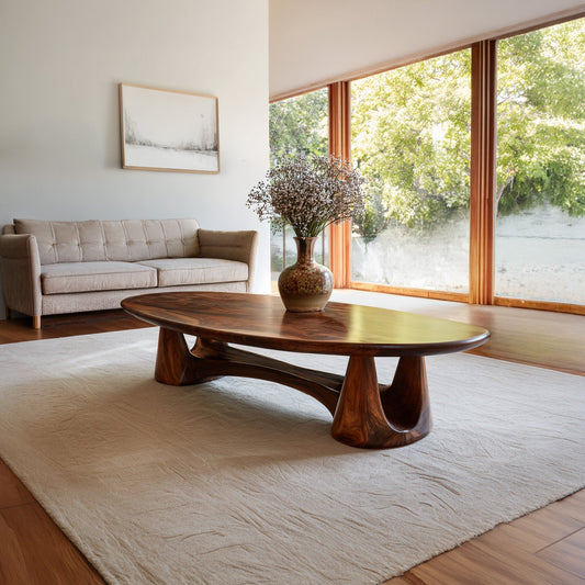 Organic Oval Coffee Table With Sculptural Pedestal Base - view 1 of 8