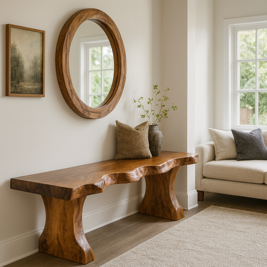 Handcrafted Solid Wood Live-Edge Entryway Bench – Sculptural & Organic Seating - view 1 of 5