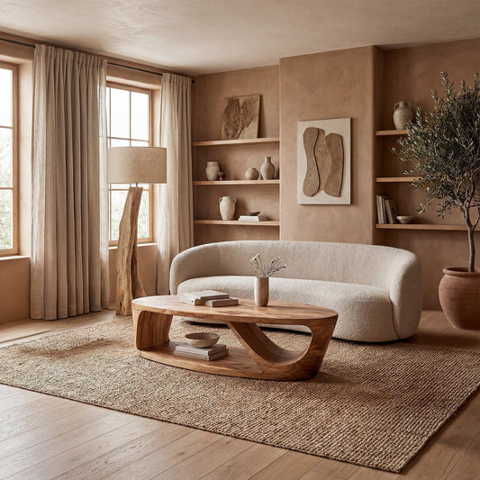 Sculptural Oval Coffee Table With Open Shelf Base - view 1 of 8