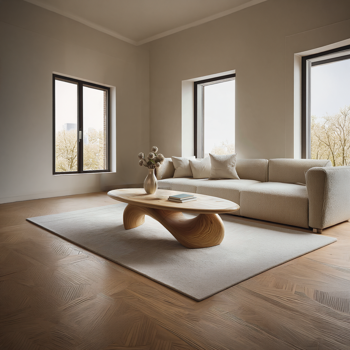 Sculptural Oval Coffee Table with Organic Curve Base for Classic Interiors - view 3 of 7