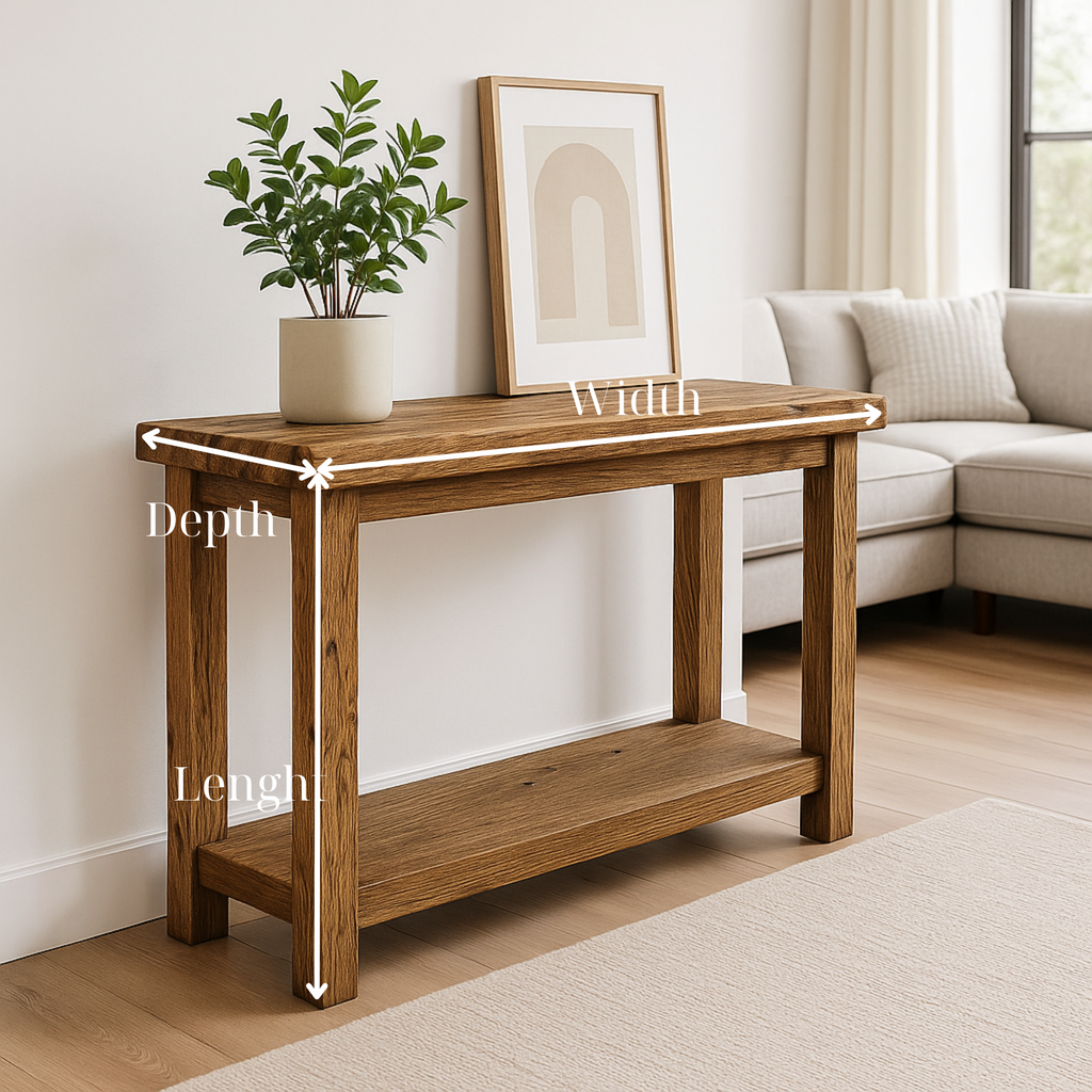 Rustic Soild Wood Console Table: Farmhouse Entryway Furniture - view 2 of 5