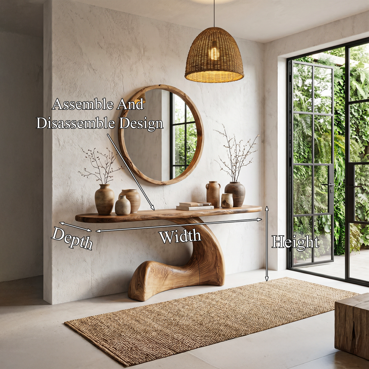Organic Console Table With Sculptural Curved Wood Base For Entryway And Living Room - view 8 of 8