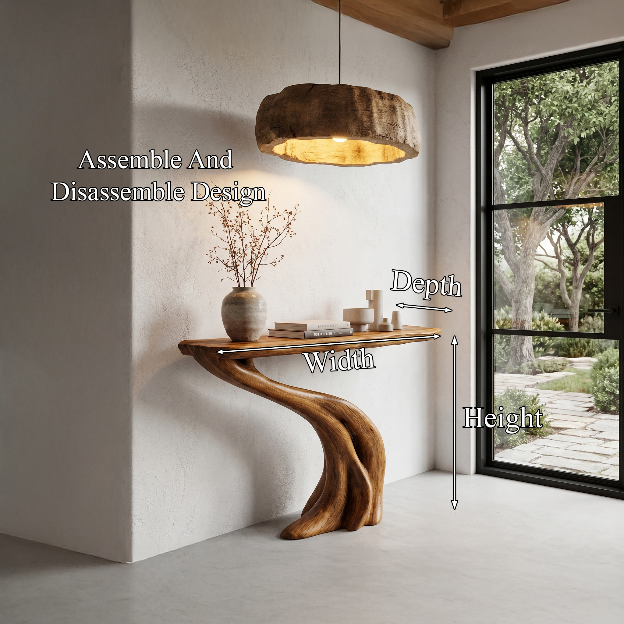 Organic Curved Console Table With Soft Flowing Wood Base For Entryway And Living Room - view 8 of 8