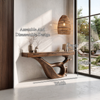Minimal Console Table With Sculptural Curved Loop Wood Base And Solid Wood Top For Entryway And Living Room - view 8 of 8