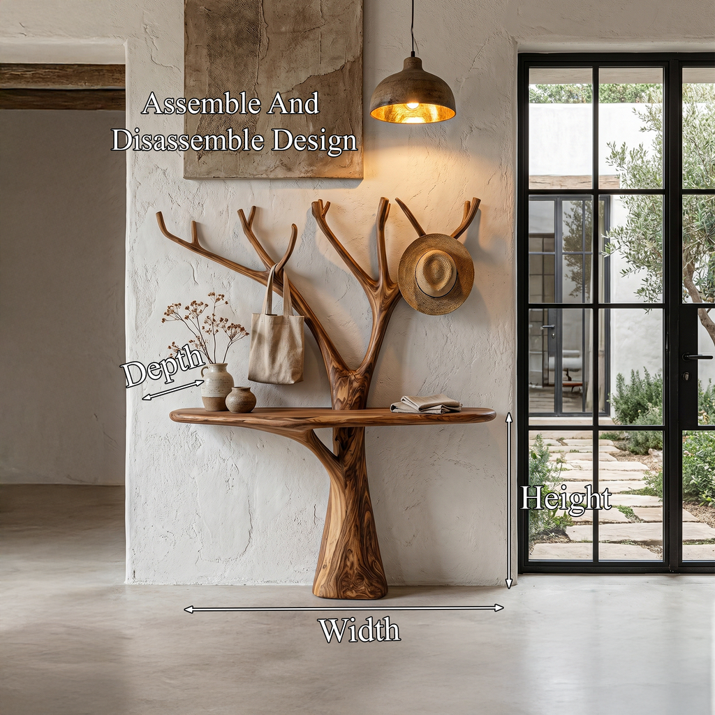 Rustic Organic Console Table With Tree Branch Wood Base For Living Room - view 8 of 8