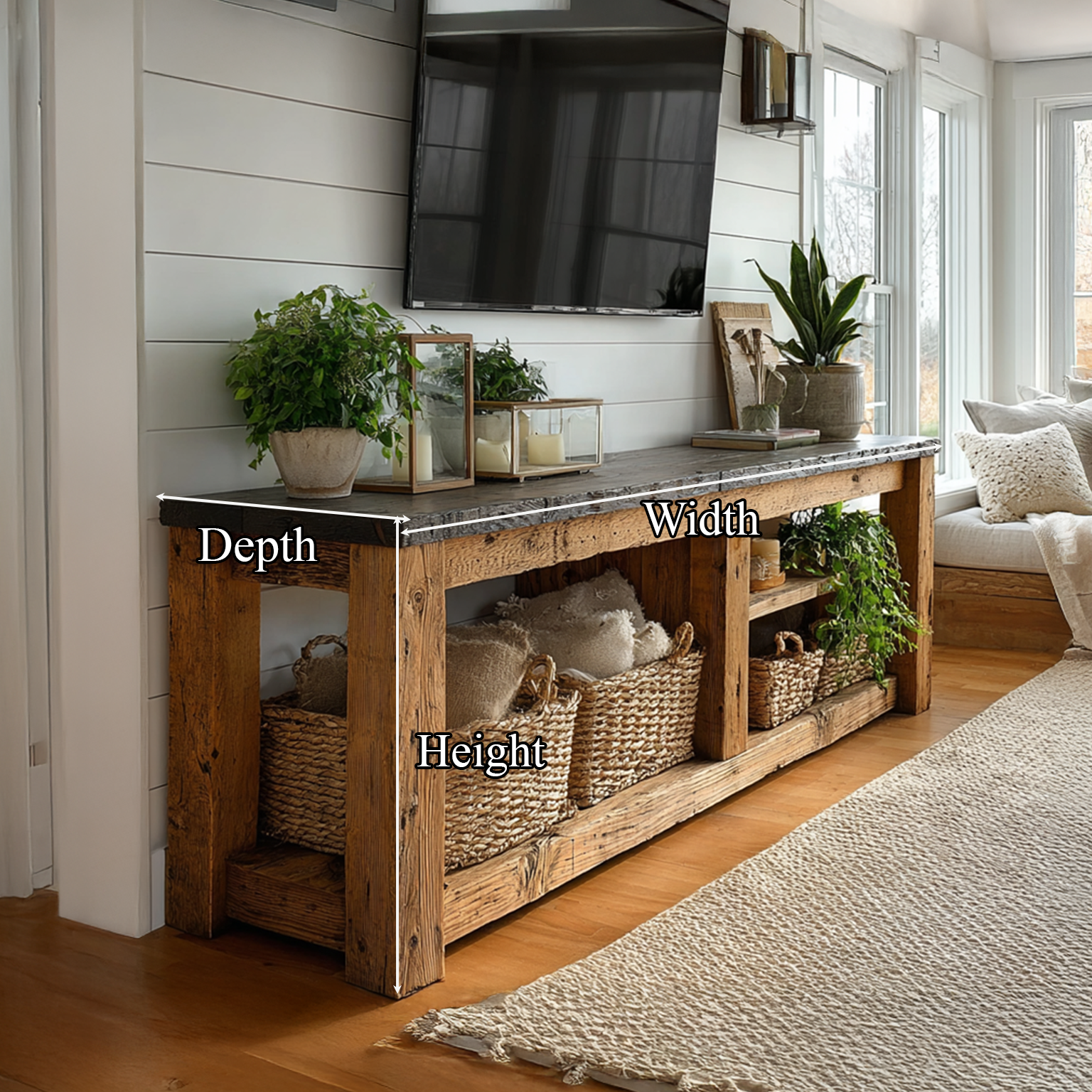 Rustic TV Console Table Living Room - view 8 of 8