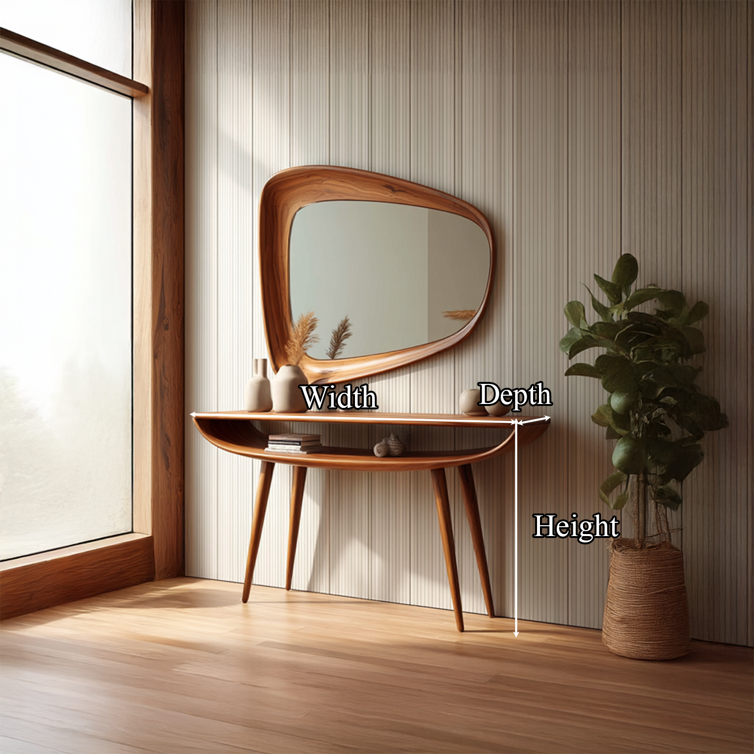 Mid Century Curved Console Table For Entryway And Bedroom - view 8 of 8