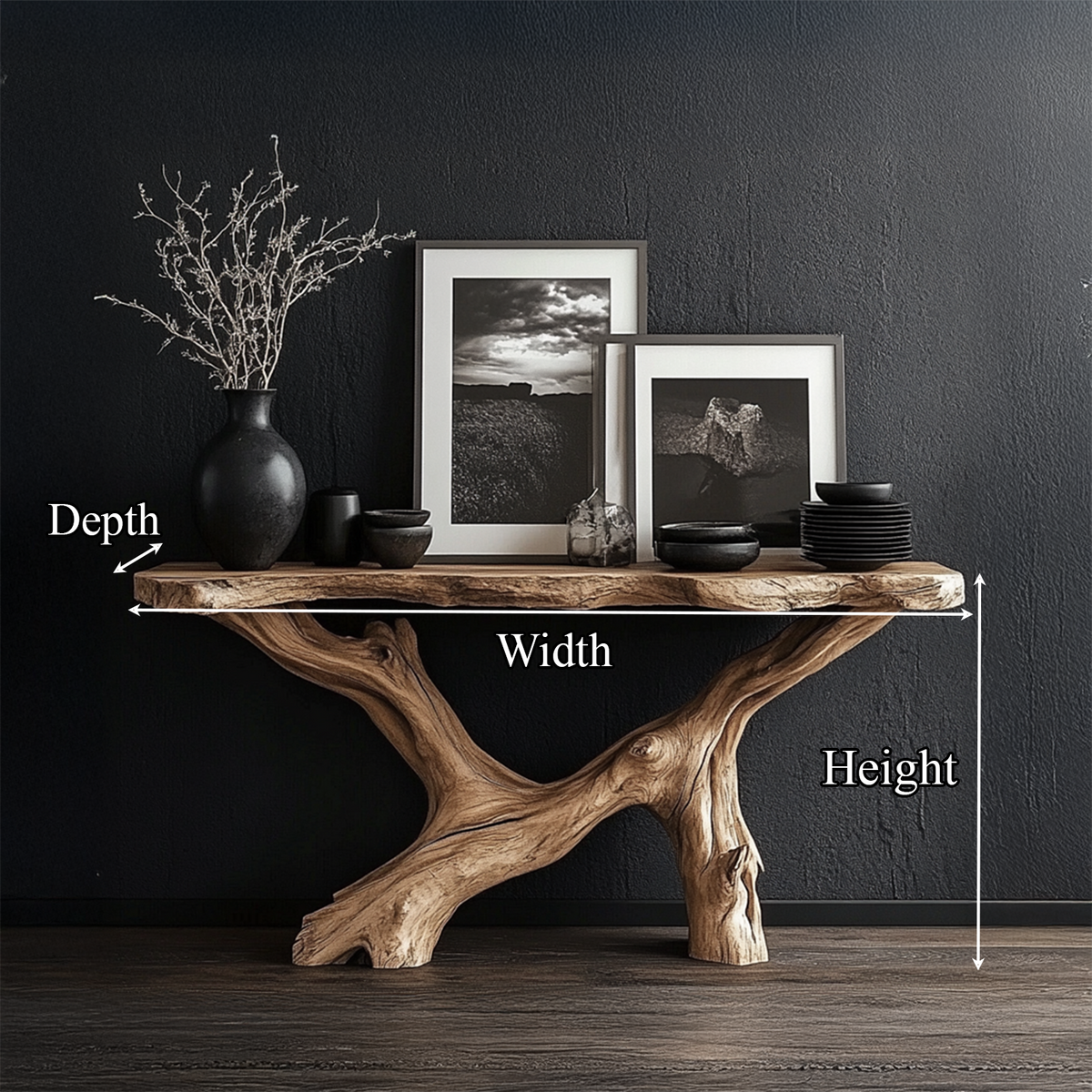 Live Edge Console Table Natural Wood Rustic Handmade Gift - view 8 of 8