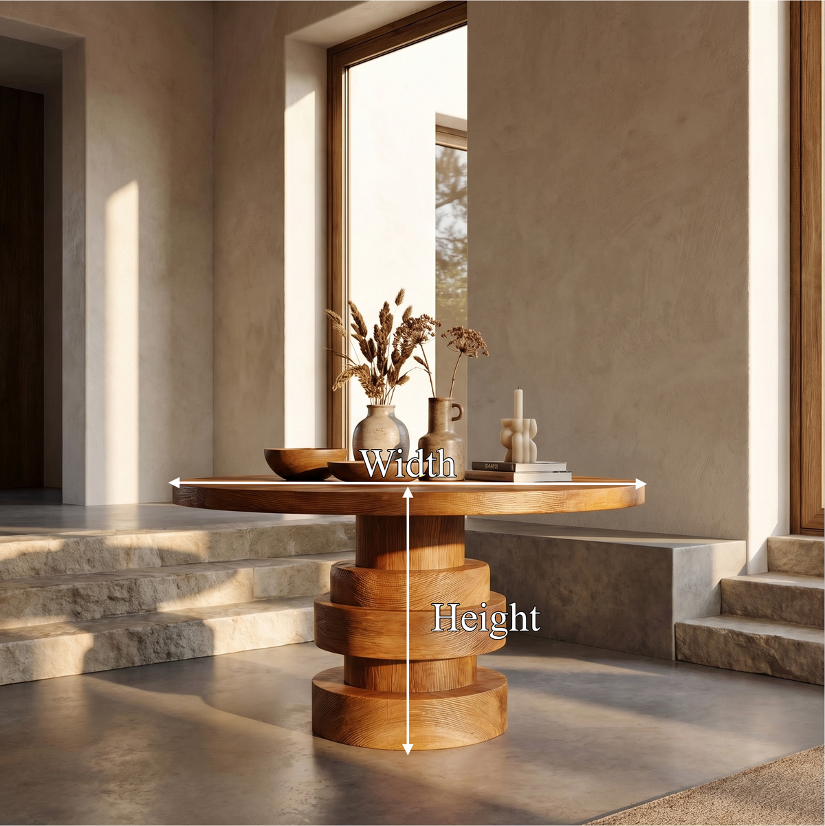 Modern Luxury Stacked Base Round Entryway Table For Entryway And Lobby - view 8 of 8