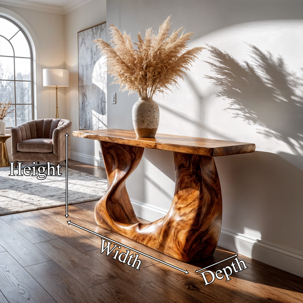 Rustic Modern Console Wavy Carved Wood Entry Hall - view 8 of 8