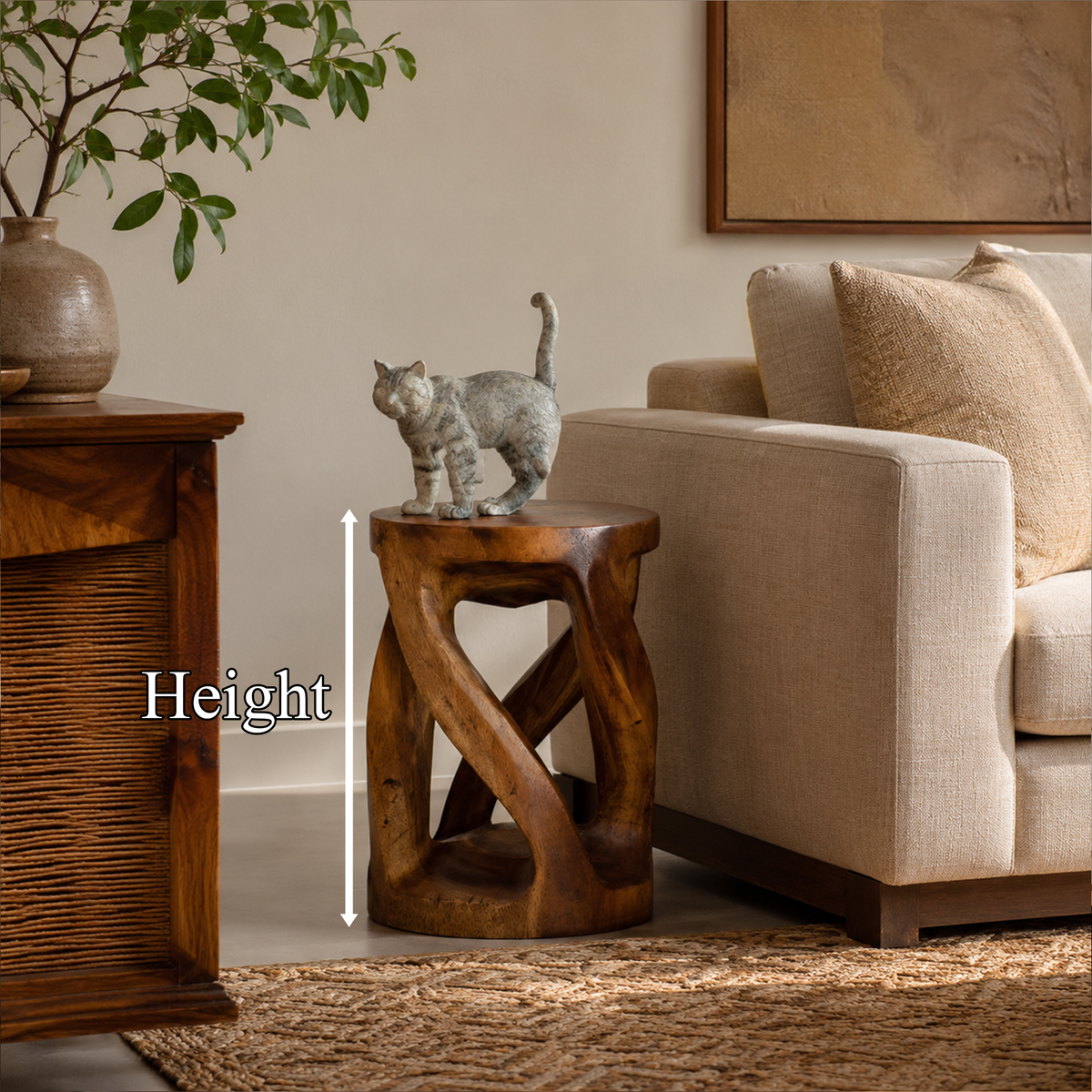 Handcrafted Side Table With Organic Twisted Design For Reading Nook - view 8 of 8